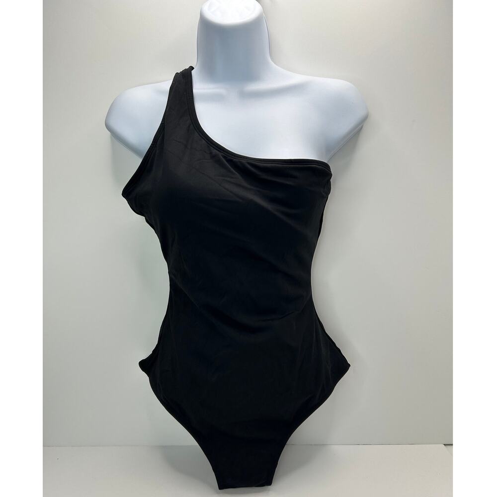TA3 One Sidey Sculpting Corset Lacing 1 Piece Swimsuit Black Women M Short NWOT